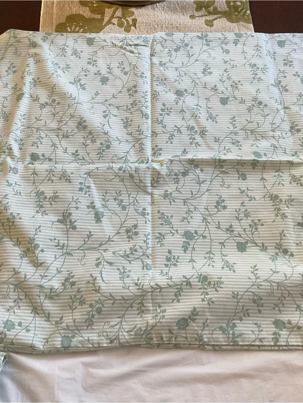 Laura Ashley Cottage Rose Floral W/Green Stripes Twin Sheet Set 3PCS-Vintage